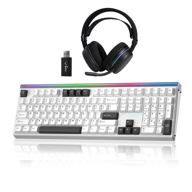 Alt view image 8 of 14 - Aula Wireless Keyboard and Headset Combo, Aula H108 Wireless Keyboard G7 Wireless Headset