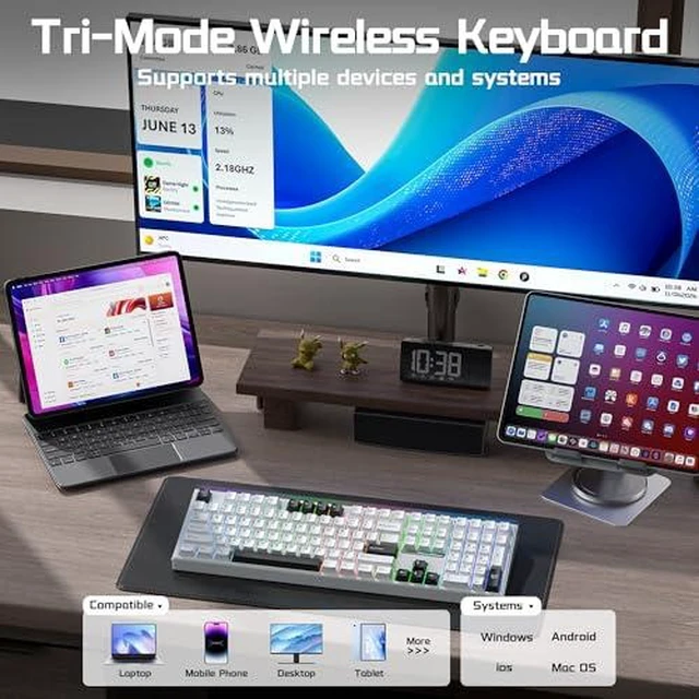 Alt view image 11 of 14 - Aula Wireless Keyboard and Headset Combo, Aula H108 Wireless Keyboard G7 Wireless Headset