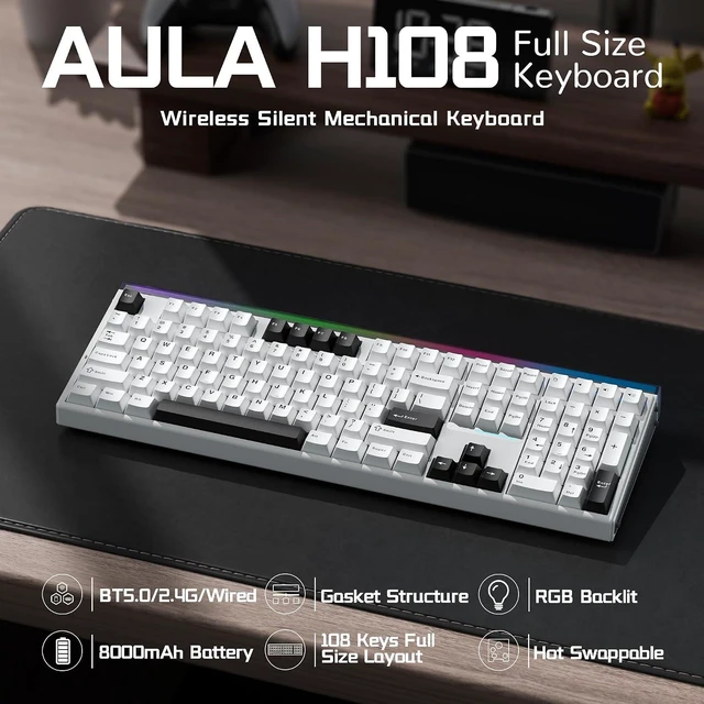 Alt view image 10 of 14 - Aula Wireless Keyboard and Headset Combo, Aula H108 Wireless Keyboard G7 Wireless Headset