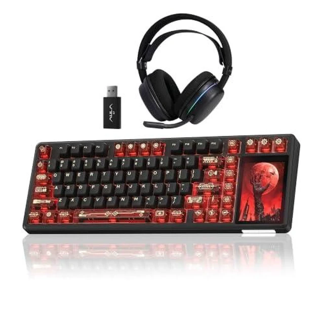 Alt view image 8 of 14 - Aula Wireless Keyboard and Headset Combo, Aula L99 Wireless Keyboard G7 Wireless Headset