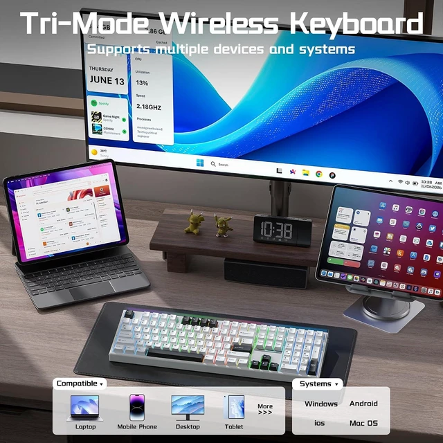 Alt view image 11 of 14 - Aula Wireless Keyboard and Headset Combo, Aula H108 Wireless Keyboard G7 Wireless Headset