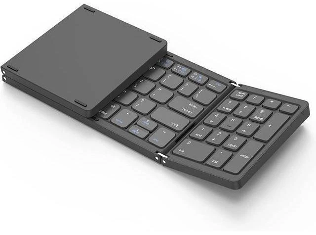 Alt view image 8 of 14 - Foldable Bluetooth Keyboard, Foldable Wireless Portable Keyboard with Numeric Keypad, USB-C Rechargeable for iOS, Android, Windows System Laptop Tablet Smartphone Device