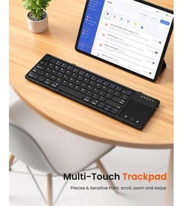 Alt view image 8 of 10 - Foldable Bluetooth Keyboard, Portable Wireless Folding Keyboard with touchpad, Travel Pocket for iOS, Mac OS, Android, Windows Laptop Tablet Smartphone (BT5.1 x 3)