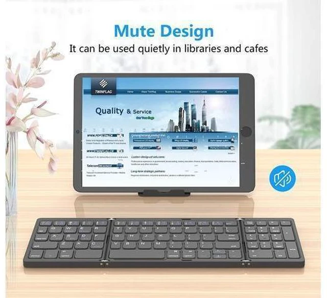 Alt view image 11 of 14 - Foldable Bluetooth Keyboard, Foldable Wireless Portable Keyboard with Numeric Keypad, USB-C Rechargeable for iOS, Android, Windows System Laptop Tablet Smartphone Device