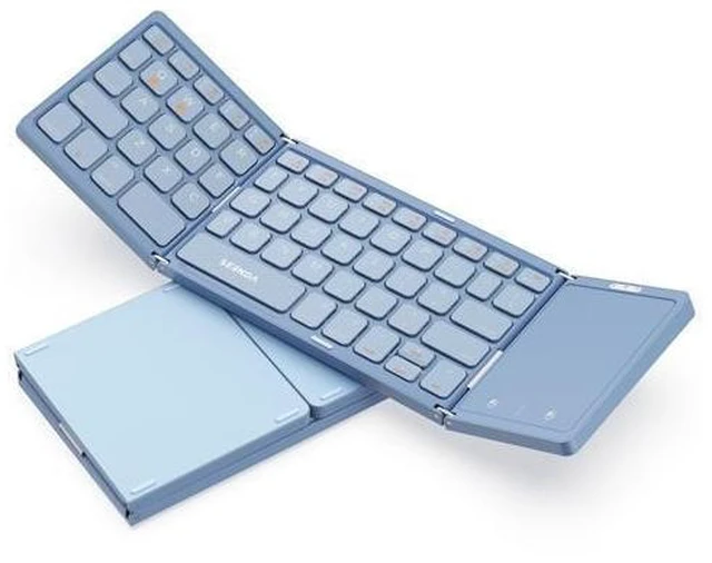Alt view image 6 of 10 - Foldable Bluetooth Keyboard - Multi-Device Mini Wireless Keyboard with Touchpad, Pocket-Sized Travel Keyboard Compatible with iPad, iPhone, Tablet, Smartphone, iOS, Android, Windows - Blue