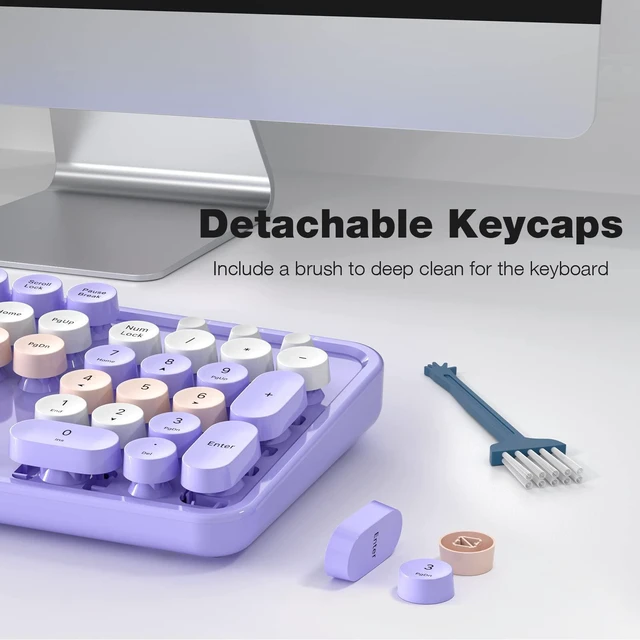 Alt view image 10 of 10 - Wireless Keyboard Mouse Combo - GEEZER Deep Purple Full-Sized Colorful Keyboard 104 Keys - USB 2.4 G Receiver Plug Play with Round Keycap Typewriter Keyboards, for Windows, PC, Laptop, Desktop