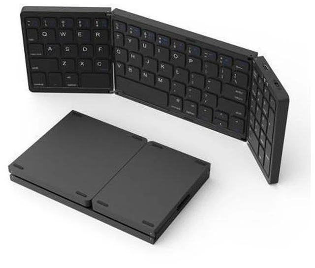 Alt view image 6 of 10 - BRIMFORD Foldable Bluetooth Keyboard, Foldable Wireless Portable Keyboard with Numeric Keypad, USB-C Rechargeable Travel Keyboard for Laptop,Tablet,iPad,Smartphone(Black)