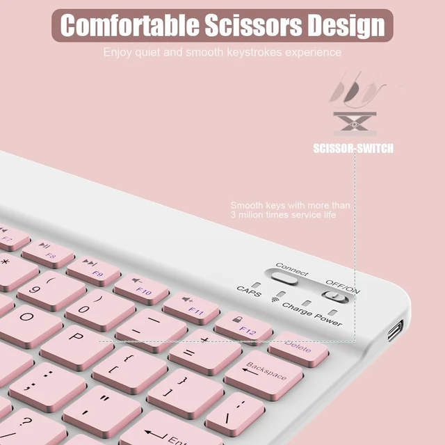 Alt view image 9 of 12 - Bluetooth Keyboard for iPad A16 11th 10th Generation, iPad Pro 13/12/11/10/9/8/7 inch, iPad Air 13/11th Gen, iPad mini Tablets, etc. - Slim Wireless Portable Travel Office Computer Accessories