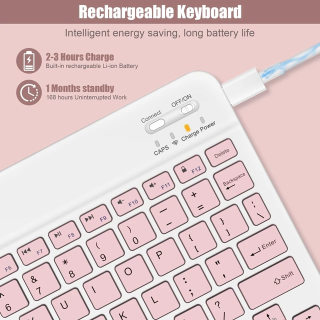 Alt view image 8 of 12 - Bluetooth Keyboard for iPad A16 11th 10th Generation, iPad Pro 13/12/11/10/9/8/7 inch, iPad Air 13/11th Gen, iPad mini Tablets, etc. - Slim Wireless Portable Travel Office Computer Accessories