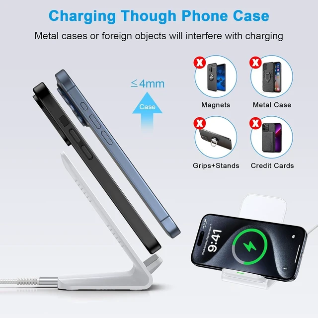 Alt view image 12 of 14 - Pixel Fast Wireless Charger 15W Wireless Charging Stand for Google Pixel 10 Pro XL Fold 9a 9 Pro XL 8a 8 Pro 7a 7 Pro 6 Pro Android Phone Wireless Charger Stand for Galaxy S25 Ultra S24 S23