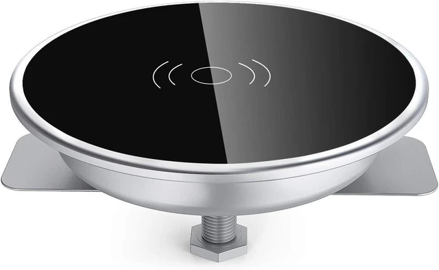 Alt view image 13 of 13 - Desk Wireless Charger 15W Fast Charging Pad for iPhone 17/16/15/14/13/12/11/Pro/Xs Max/XR/AirPods/ Galaxy 10/S10+/S9 Hidden Embed in Furniture Desk Grommet Hole Qi Charger Station