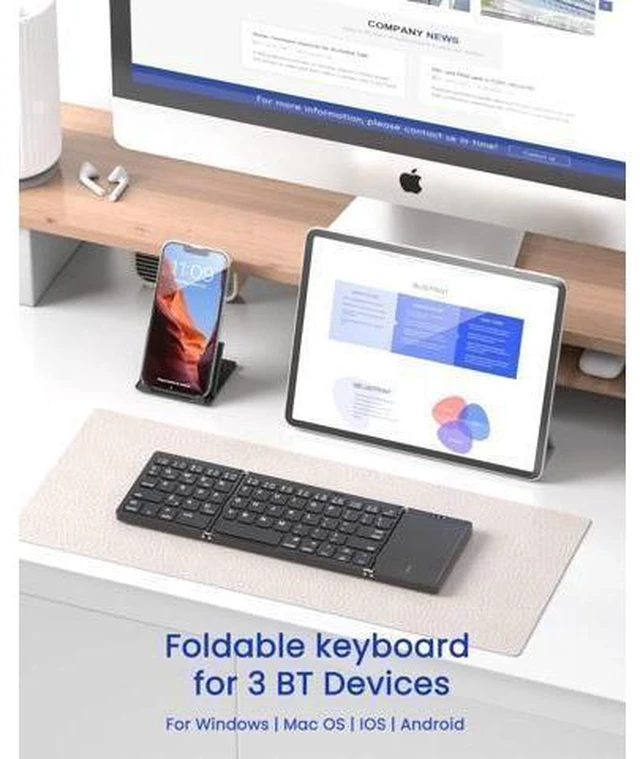Alt view image 7 of 10 - Artciety Foldable Bluetooth Keyboard, Folding Portable Wireless Keyboard with touchpad,Travel pocket Keyboard for IOS Android Windows Mac Smartphone Tablet & Laptop, Sync Up to 3 Devices, Black