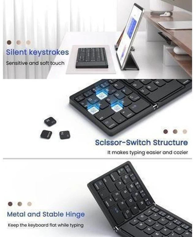 Alt view image 8 of 10 - Artciety Foldable Bluetooth Keyboard, Folding Portable Wireless Keyboard with touchpad,Travel pocket Keyboard for IOS Android Windows Mac Smartphone Tablet & Laptop, Sync Up to 3 Devices, Black