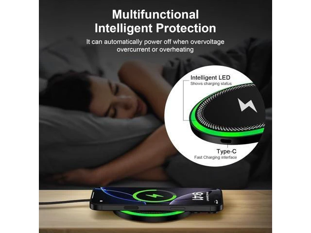 Alt view image 13 of 14 - Wireless Charger Fast Charging Pad for Galaxy S25 Ultra/S24 Plus/S24 FE/S24Ultra/S23+/S22/S21/S20 15W Wireless Phone Charger Android Charging Station Mat for Google Pixel 9 Pro 8A with Adapter