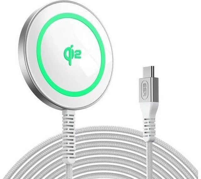 Alt view image 8 of 14 - for Qi2 Magsafe Charger 15W Wireless Charger Wireless Charging Pad for iPhone 15/14/13/12 AirPods 4/3/Pro/Pro 2 Galaxy S25 Strong Magnetic Charging Pad with Type-C Cable Silver
