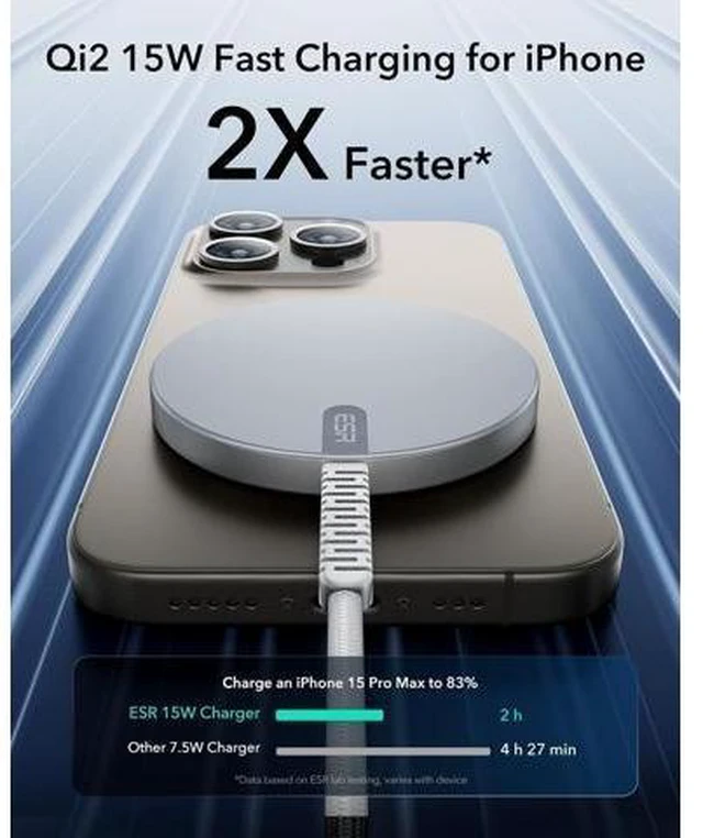 Alt view image 10 of 14 - for Qi2 Magsafe Charger 15W Wireless Charger Wireless Charging Pad for iPhone 15/14/13/12 AirPods 4/3/Pro/Pro 2 Galaxy S25 Strong Magnetic Charging Pad with Type-C Cable Silver