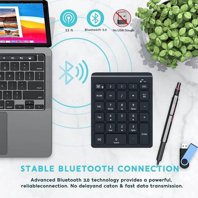 Alt view image 12 of 14 - Bluetooth Number Pad for Laptop, Wireless Numeric keypad, 28 Keys Numpad Number Keypad Bluetooth 10 Keys Number Pad for Laptop, MacBook Air/Pro, iMac, Surface Pro, etc