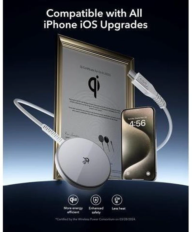 Alt view image 11 of 14 - for Qi2 Magsafe Charger 15W Wireless Charger Wireless Charging Pad for iPhone 15/14/13/12 AirPods 4/3/Pro/Pro 2 Galaxy S25 Strong Magnetic Charging Pad with Type-C Cable Silver