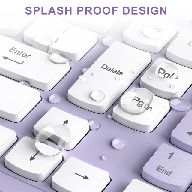 Alt view image 13 of 14 - Wireless Keyboard and Mouse Combo, Full-Sized Wireless Keyboard and Adjustable DPI Mouse, 2.4GHz USB Receiver, Silent Keyboard and Mouse for PC, Windows, MAC, Desktop, Laptop(Purple)