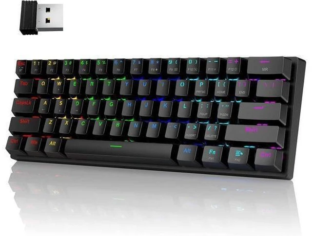 Alt view image 8 of 14 - 60% Wireless Mechanical Keyboard, 2.4G/Type-C/Bluetooth Keyboard with RGB Backlit, Clicky Blue Switch, 61 Keys Mini Office Wired Gaming Keyboard for iPad Mac Windows Xbox Gamer, Easy to Carry on Trip