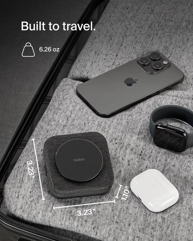 Alt view image 10 of 14 - 2-in-1 Magnetic Charging Travel Pad 15W - MagSafe-Compatible Foldable Qi2-Certified Wireless Charging Station iPhone Charger for iPhone 16 Series Watch 9 AirPods and More - Black