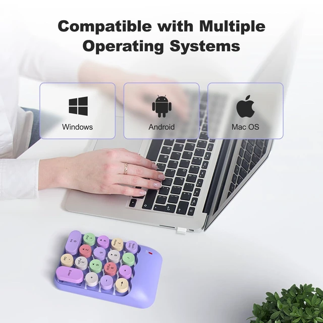 Alt view image 10 of 14 - Wireless Number Pads - Purple Numeric Keypad 18 Keys USB 2.4G Round Keycap Colorful Extensions Keypads, Financial Accounting Portable Numpad 10 Key for Laptop/PC/Notebook/Surface Pro
