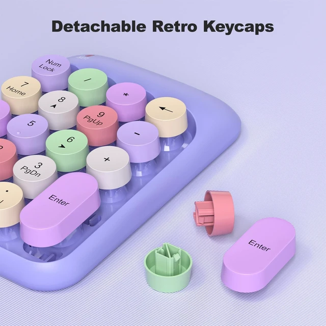 Alt view image 14 of 14 - Wireless Number Pads - Purple Numeric Keypad 18 Keys USB 2.4G Round Keycap Colorful Extensions Keypads, Financial Accounting Portable Numpad 10 Key for Laptop/PC/Notebook/Surface Pro