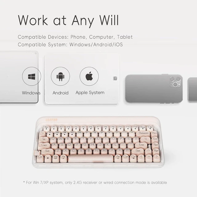 Alt view image 11 of 14 - DOT Foundation Mechanical Keyboard, 75% Rechargeable Hot-swappable Keyboards with 3 Types Connection for Windows, Mac OS/Pink GATERON Baby Racoon Switches