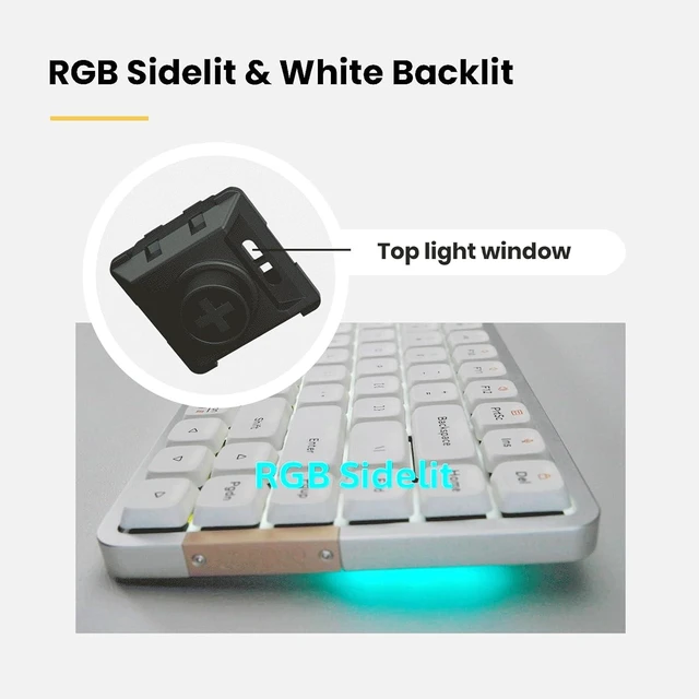 Alt view image 10 of 14 - Flow Low Profile Mechanical Keyboard, 100 Keys Rechargeable Wireless Keyboards with Bluetooth and Wired Connection for Windows, Mac OS/Black Phantom Tactile Switches