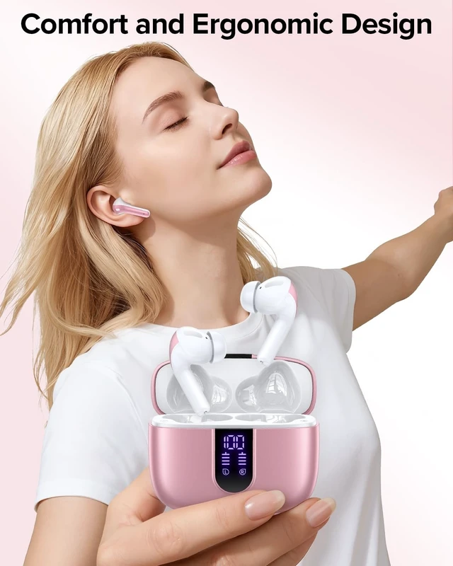 Alt view image 8 of 12 - Bluetooth Headphones True Wireless Earbuds 60H Playback LED Power Display Earphones with Wireless Charging Case IPX5 Waterproof in-Ear Ear buds with Mic for TV Smart Phone Laptop Computer Sports