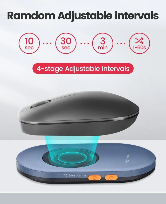 Alt view image 10 of 14 - Ultra Slim Mouse Mover, Air 3 Mouse Jiggler with Adjustable Interval Timer, Undetectable & Noiseless, Simulates Realistic Mouse Movement, Driver-Free for Keeping The PC Active and Secure