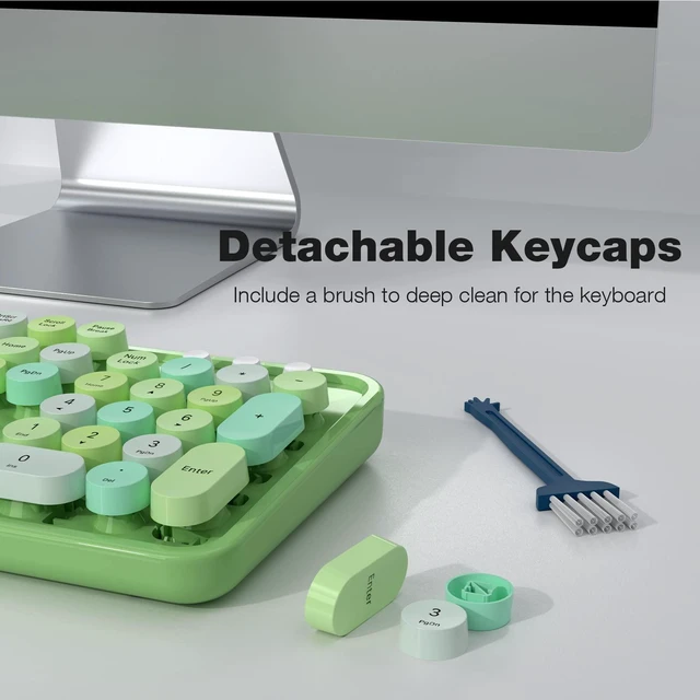 Alt view image 9 of 10 - Wireless Keyboard and Mouse Combo - GEEZER Olive Green Full-Sized Colorful Keyboard 104 Keys - USB 2.4 G Receiver Plug and Play with Round Keycap Typewriter Keyboards, for Windows, PC, Laptop, Desktop