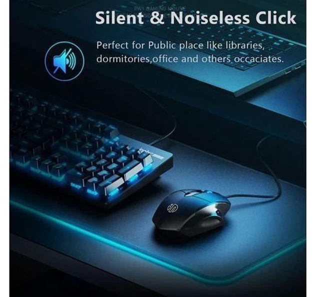 Alt view image 11 of 12 - USB Computer Mouse Wired Silent Click Corded Mouse 3-Button Wired Optical Mouse Office and Home Mice Ergonomic Shape for Windows Computers Macs iPad PC and Laptops