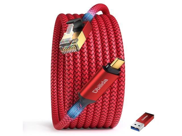 Alt view image 8 of 14 - USB C to Ethernet Cable 10 FT - 2 in 1 USB A/C to RJ45 Cable 1Gbps Braided Ethernet to USB C Cable Type C to RJ45 Ethernet for Thunderbolt 4/5 MacBook Pro/Air iPhone 16/17 XPS Galaxy S24