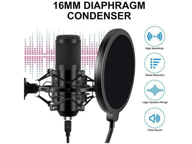 Alt view image 9 of 14 - USB Gaming Microphone Streaming Podcast PC Microphone Condenser Mic Kit with Flexible Arm for Skype Youtuber Gaming Recording Singing PS4 Computer Studio Laptop