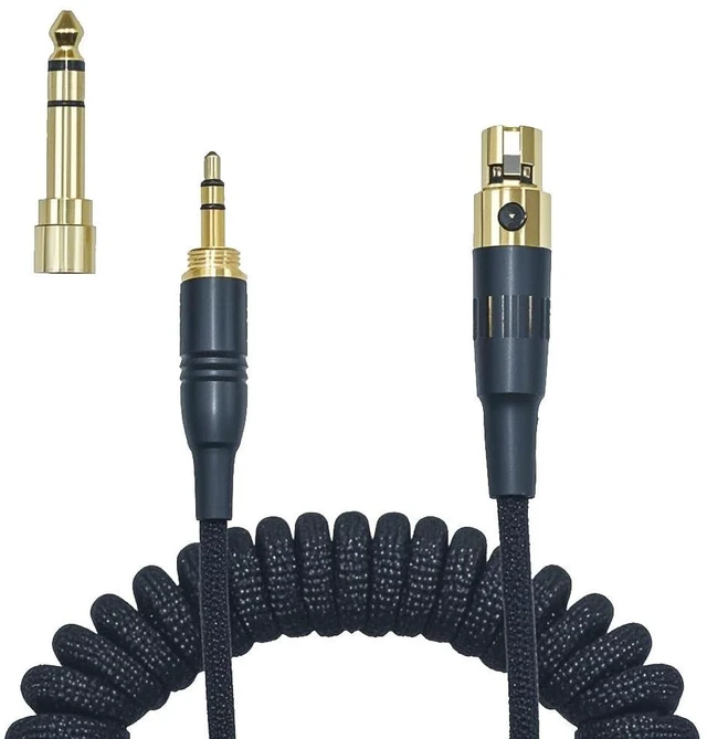 Alt view image 8 of 14 - Braided Coiled Female Mini XLR to 3.5mm 1/4 Stereo Audio TRS Plug Headphone Replacement Cable with 1/8" to 6.35mm Adapter - Compatible with Beyerdynamic AKG, Gold Plated, 13 Feet(4m)
