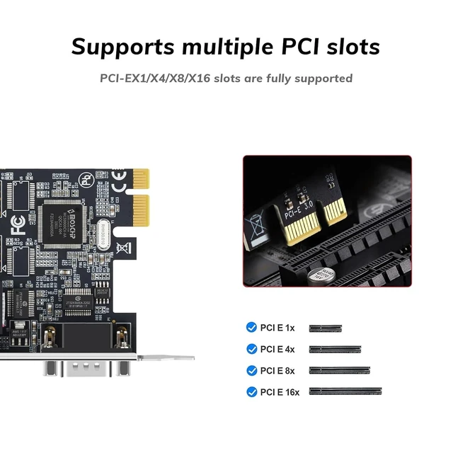 Alt view image 10 of 14 - 2-Port PCIe RS232 Serial Parallel Card - PCI Express to DB9 Expansion Card COM Port Adapter with AX9900 Chipset, Industrial Grade Gold-Plated Connector for Desktop PC