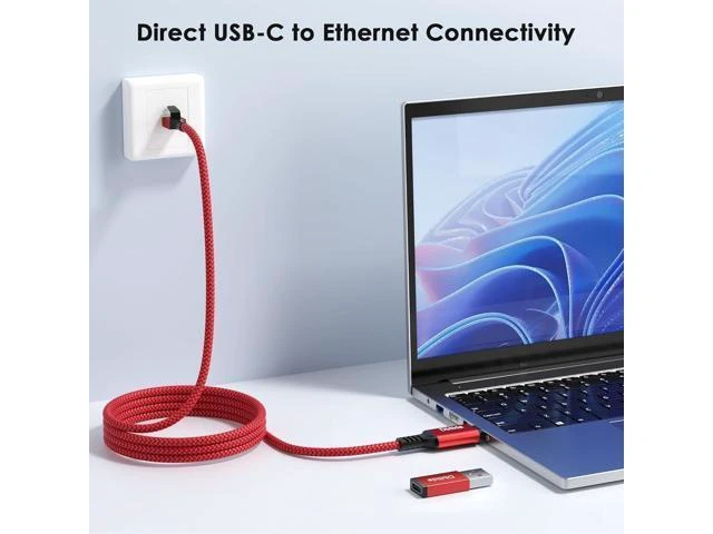 Alt view image 13 of 14 - USB C to Ethernet Cable 10 FT - 2 in 1 USB A/C to RJ45 Cable 1Gbps Braided Ethernet to USB C Cable Type C to RJ45 Ethernet for Thunderbolt 4/5 MacBook Pro/Air iPhone 16/17 XPS Galaxy S24