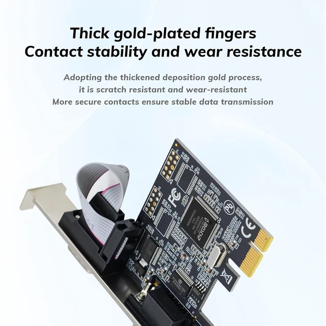 Alt view image 12 of 14 - 2-Port PCIe RS232 Serial Parallel Card - PCI Express to DB9 Expansion Card COM Port Adapter with AX9900 Chipset, Industrial Grade Gold-Plated Connector for Desktop PC