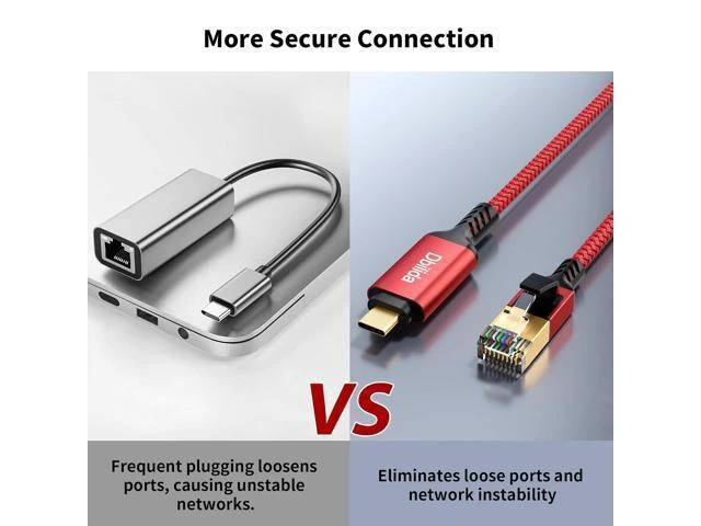 Alt view image 14 of 14 - USB C to Ethernet Cable 10 FT - 2 in 1 USB A/C to RJ45 Cable 1Gbps Braided Ethernet to USB C Cable Type C to RJ45 Ethernet for Thunderbolt 4/5 MacBook Pro/Air iPhone 16/17 XPS Galaxy S24