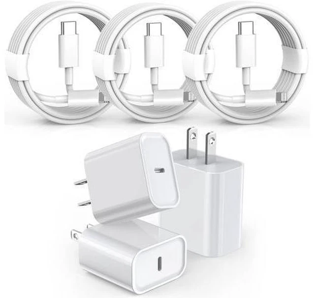 Alt view image 8 of 14 - 3 Pack Fast Charger iPhone MFi Certified6FT iPhone Charger Fast Charging USB C Block Wall Adapter 6 Foot Type C to Lightning Cable for iPhone 14 Pro Max/14 Plus/13 Pro/12/12Pro/11/XS/X AirPods