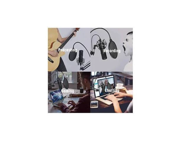 Alt view image 13 of 14 - USB Streaming Podcast PC Microphone professional 192KHZ24Bit Studio Cardioid Condenser Mic Kit with sound card Boom Arm Shock Mount Pop Filter for Skype YouTuber Karaoke Gaming Recording