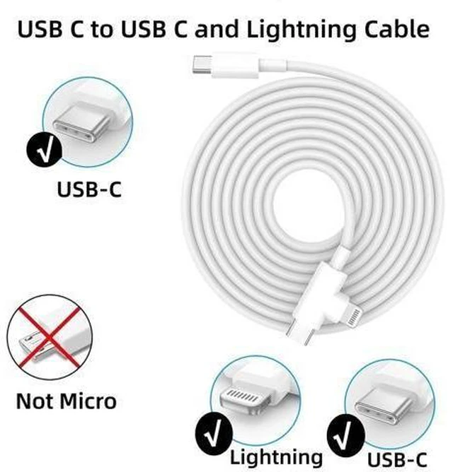 Alt view image 7 of 10 - USB-C to Lightning Cable 2-Pack 6 Feet USB C to USB C Cable 90 Degree Fast Charging Cord for iPhone17/ 16/15/14/13/12 iPad MacBook Galaxy