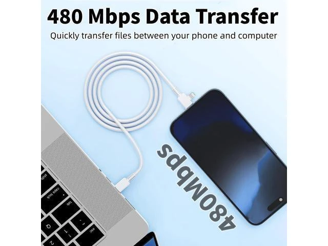 Alt view image 10 of 10 - USB-C to Lightning Cable 2-Pack 6 Feet USB C to USB C Cable 90 Degree Fast Charging Cord for iPhone17/ 16/15/14/13/12 iPad MacBook Galaxy