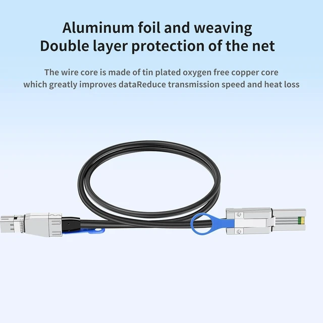 Alt view image 13 of 14 - SFF-8644 to SFF-8088 SAS Adapter Cable 2M/6.56FT High-Speed MiniSAS Converter for HDD/SSD Storage, RAID Disk Arrays, Server, Durable Data Extension Transfer Cable