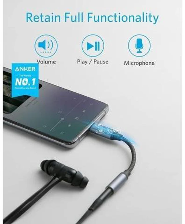 Alt view image 8 of 12 - USB C to 3.5mm Audio Adapter Male to Female Nylon Cable for S20/S20+/S20 Ultra Pixel 4/+ 4XL and More Type C Devices