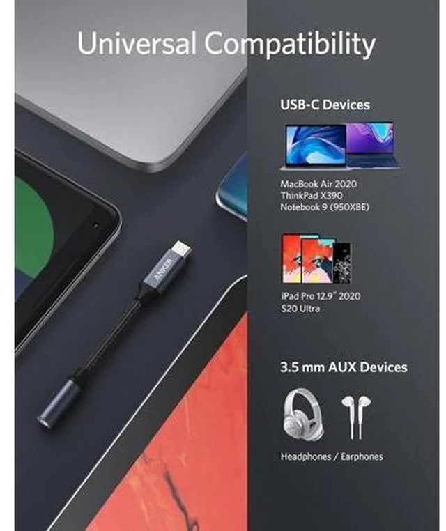 Alt view image 10 of 12 - USB C to 3.5mm Audio Adapter Male to Female Nylon Cable for S20/S20+/S20 Ultra Pixel 4/+ 4XL and More Type C Devices