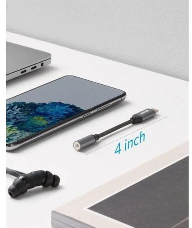 Alt view image 12 of 12 - USB C to 3.5mm Audio Adapter Male to Female Nylon Cable for S20/S20+/S20 Ultra Pixel 4/+ 4XL and More Type C Devices