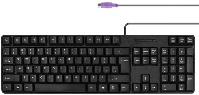 Alt view image 7 of 12 - Wired PS2 104 Keys Computer Keyboard with Stands,Black,Waterproof - US Layout Compatible for Windows, PC, Laptop