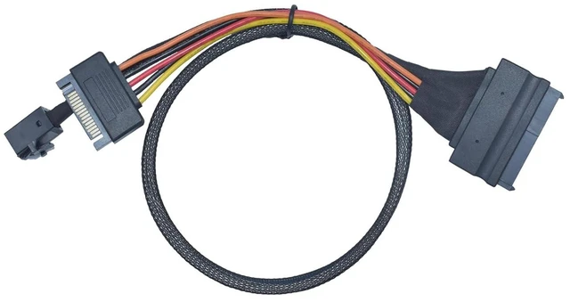 Alt view image 7 of 8 - Mini SAS HD SFF-8643 to U.2 SFF-8639 NVMe SSD Cable with 15 Pin SATA Power, 1.6ft (50cm)